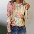 thumbnail image 2 of T-shirts à Manches Longues pour Femmes, Col Ras du Cou, Tuniques à Imprimé Floral, Hauts Doux Décontractés, Blouse Coupe Ample, 2 of 4
