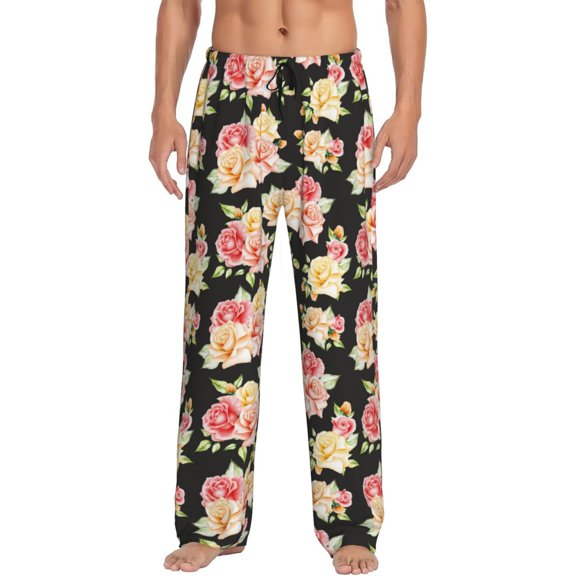 Haiem Rose Flowers Men's Pajama Pants Ultra Lightweight Pjs Bottoms Sleepwear Bottom Pants With Pocket Drawstring-XX-Large