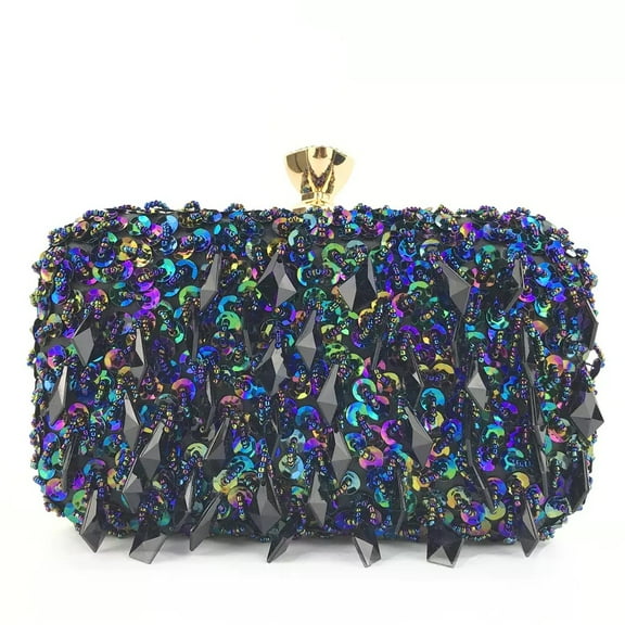 Women Bling Evening Bag Fashion Embroidered Beaded Sequin Clutch Cocktail Wedding Party Purse