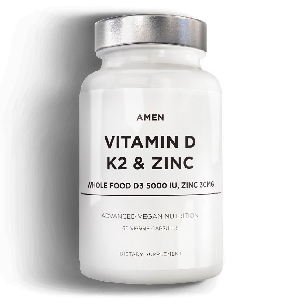 Amen Vitamin D, K2 & Zinc, Vegan Supplement, NonGMO 60 Capsules