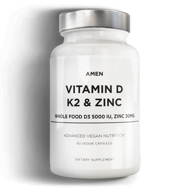 Amen Vitamin D K2 Zinc Vegan Supplement Non Gmo 60 Capsules Walmart Com Walmart Com