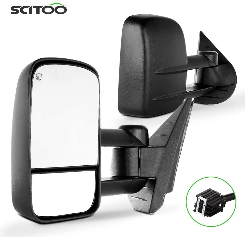 SCITOO Towing Mirrors Exterior Accessories Mirrors fit for 2014-2018 For Chevy For GMC 1500 2015-2019 For Chevy For GMC 2500 HD 3500 HD with Driver Passenger Side Power Heated Turn Signal Chrome 
