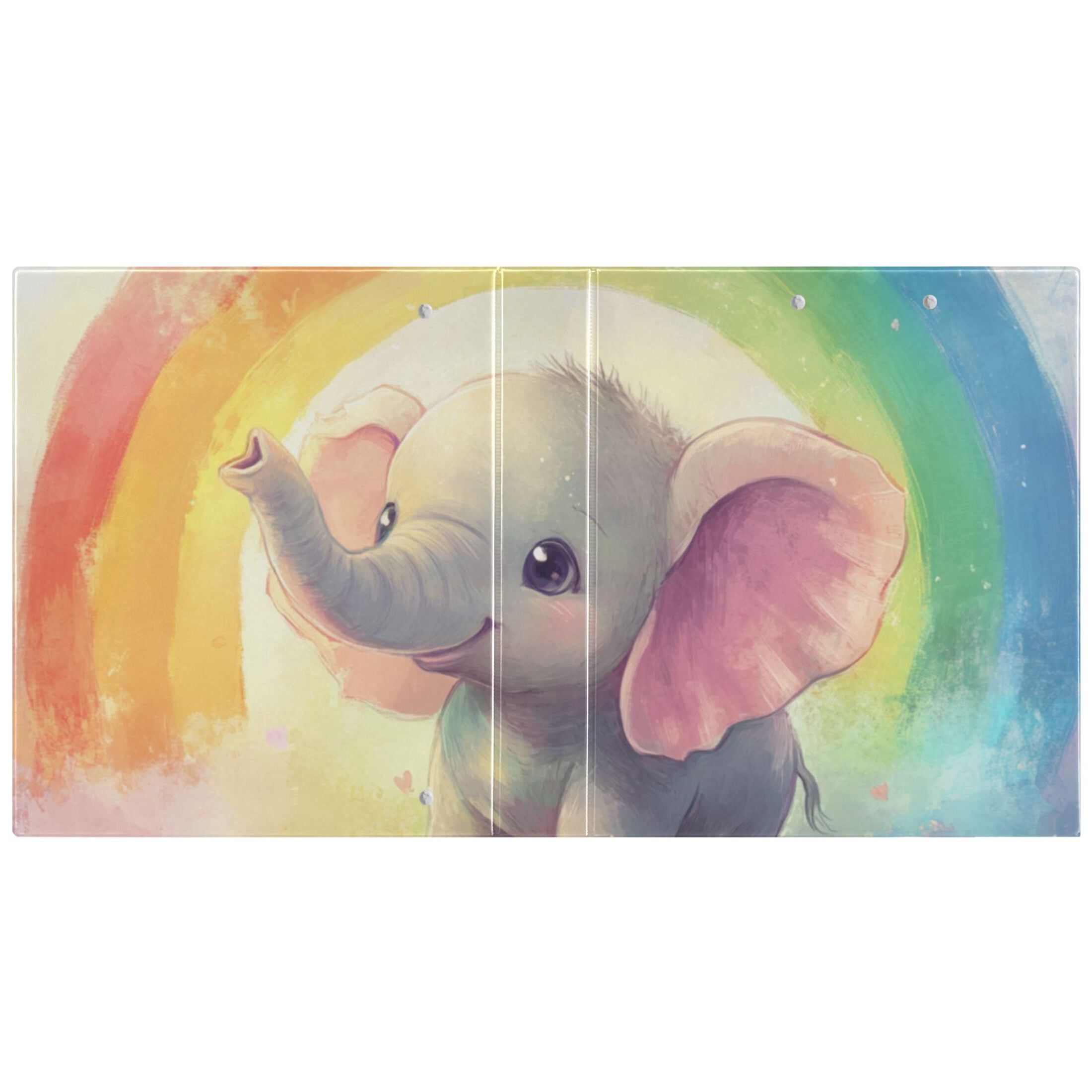 Elephants with Rainbows 3 Ring Binders 1.5 inch Hardcover File Folders with Interior Pockets A4 Size Organizer for School Office Hospital
