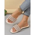 thumbnail image 2 of Women Rhinestone & Faux Pearl Decor Slide Sandals, Fashion Summer Flat Sandals, 2 of 4