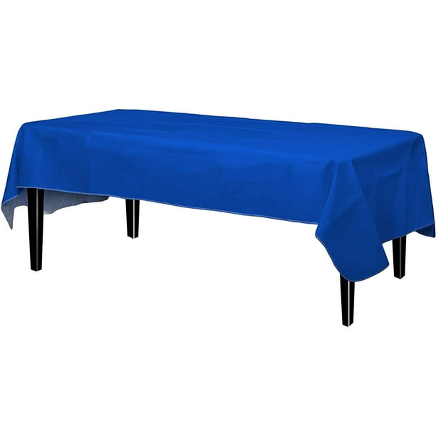 Crown Dark Blue Rectangle Flannel Backed Vinyl Tablecloth Solid