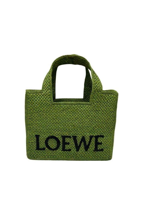 Pre-Owned LOEWE Font Tote Small Basket Bag Green Women's (Good)