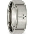 thumbnail image 5 of Titanium Brushed Center Cross 8mm Ridged Edge Band (Size 7.5) Made In China tb78-7.5, 5 of 5