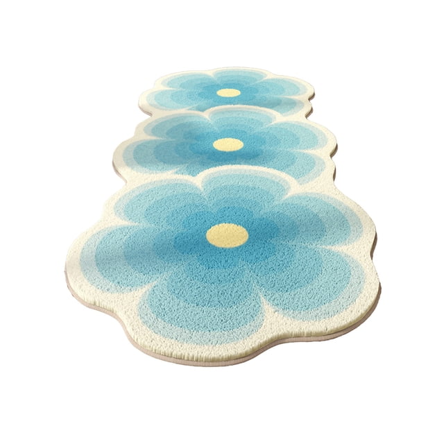 COM1950s Floral Area Rug, Soft Polyester Doormat, Non-Slip Runner for Bedroom, Easy Clean Decorative Floor Mat, 47.2" L x 15.7" W
