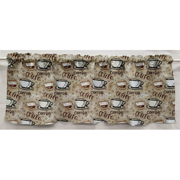 Coffee Beans Valances by Penny's Needful Things (Two Valance Panels 12 inches Long UNLINED)