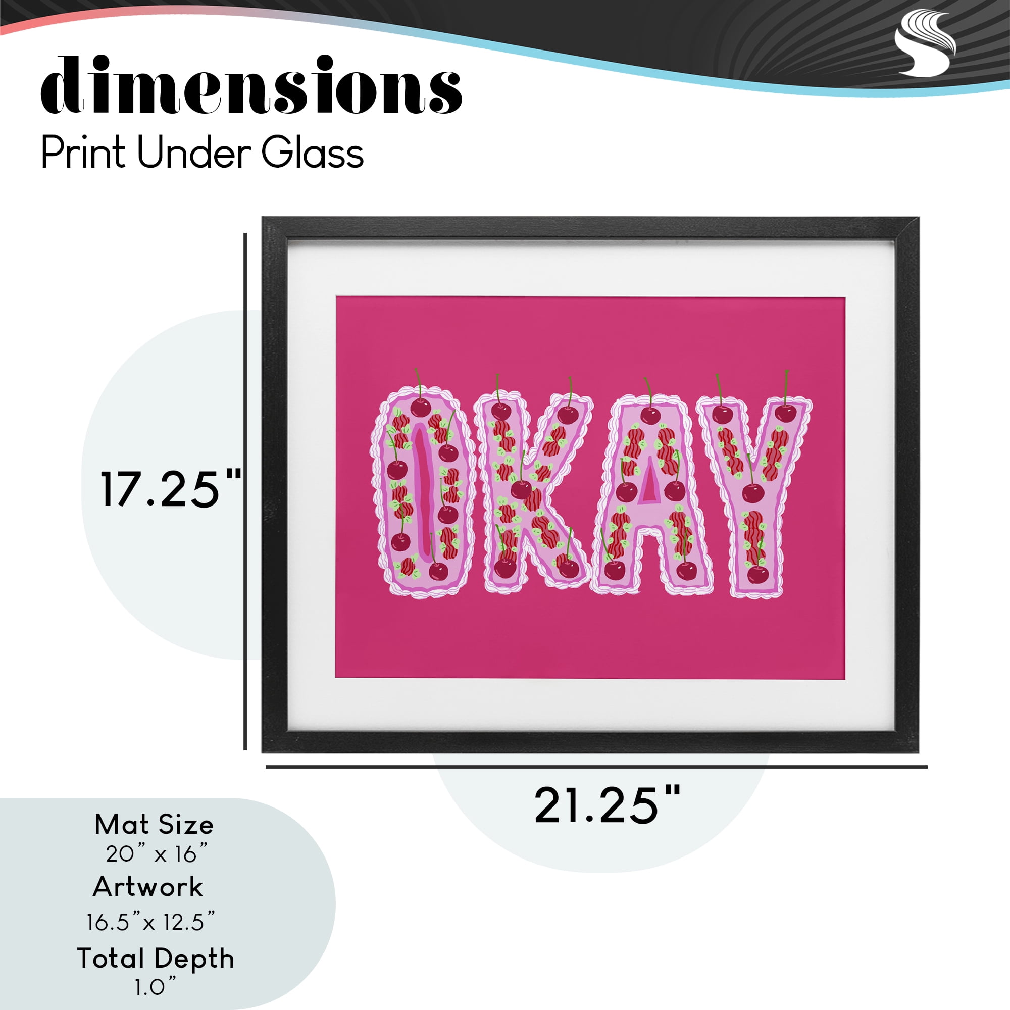 Stupell Industries Okay Cherry Cake Black Framed Print Under Glass, design by Ziwei Li
