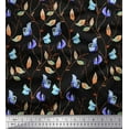 thumbnail image 1 of Soimoi Orange Cotton Cambric Fabric Leaves & Floral Print Sewing Fabric BTY 42 Inch Wide, 1 of 1