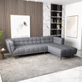 thumbnail image 5 of Pemberly Row Modern L-Shaped Tufted Back Fabric Right-Facing Sectional in Gray, 5 of 7