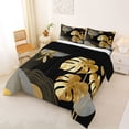 thumbnail image 2 of Castle Fairy Tropical Leaf Art Full Size Comforter Sets 3 Pieces for Adults, Gold Print Bedding Sets for Bedroom, Black Gold,Black Reversible, 2 of 6