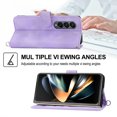 thumbnail image 5 of Nalacover Case for Samsung Z Fold4, PU Leather Wallet Phone Crossbody Flip Case with Credit Card Holder and Shoulder Wrist Strap Magnetic Stand Shockproof Cover for Samsung Galaxy Z Fold4, Purple, 5 of 14
