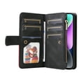 thumbnail image 5 of Allytech Flip Wallet Case for iPhone 15, Vintage PU Leather Folio Stand Shockproof Zipper Pocket 9 Cards Slots Protective Wallet Case Cover for Apple iPhone 15 6.1" - Black, 5 of 13