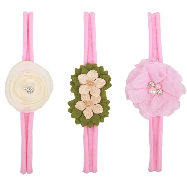 3pcs/set Newborn headband skinny soft nylon headband satin chiffon flower girl headbandF He Qiyong unisex