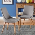 thumbnail image 4 of Chelsea Lane Mid-Century Modern Linen and Oak Dining Chairs, Set of 2, Tawny Port, 4 of 5