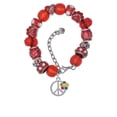 thumbnail image 2 of Delight Jewelry Silvertone Large Multicolored Daisy on Peace Sign Red Paw Print Bead Bracelet, 7"+2", 2 of 4