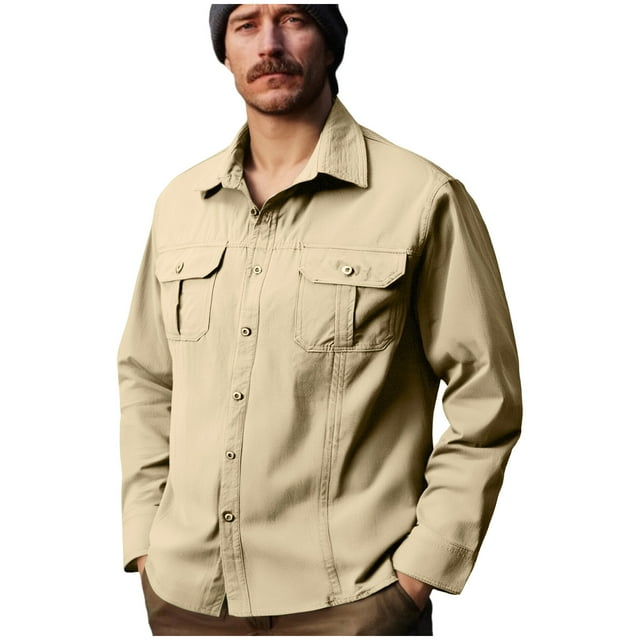 Chemise Cargo Utilitaire pour Homme - Haut Tactique Imperméable à Manches Longues avec Poches Multifonctions (Nylon/Polyester Durable pour la Randonnée/la Construction)