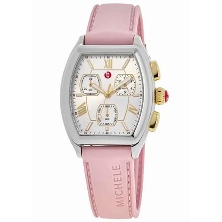 Michele Releve Mww19a000036 White Dial Pink Silicone Strap 36mm Women Watch