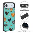 thumbnail image 2 of WIRESTER Shockproof Soft Rubber Cover Case for Apple iPhone 17 Air 6.6" 2025, Barnyard Chicken Roosters Teal Background, 2 of 5