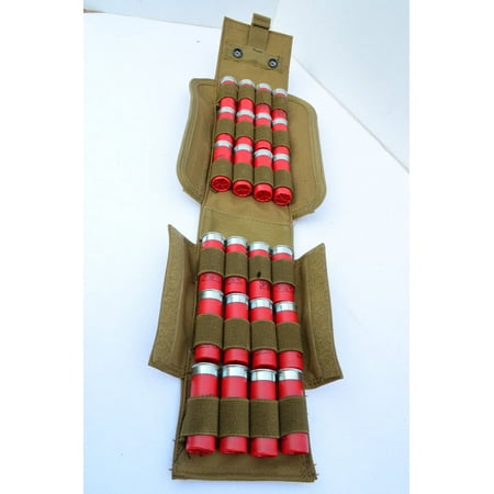 - 16 Round Shotgun shell cartridge Ammo Carrier Attachment MOLLE Pouch TAN