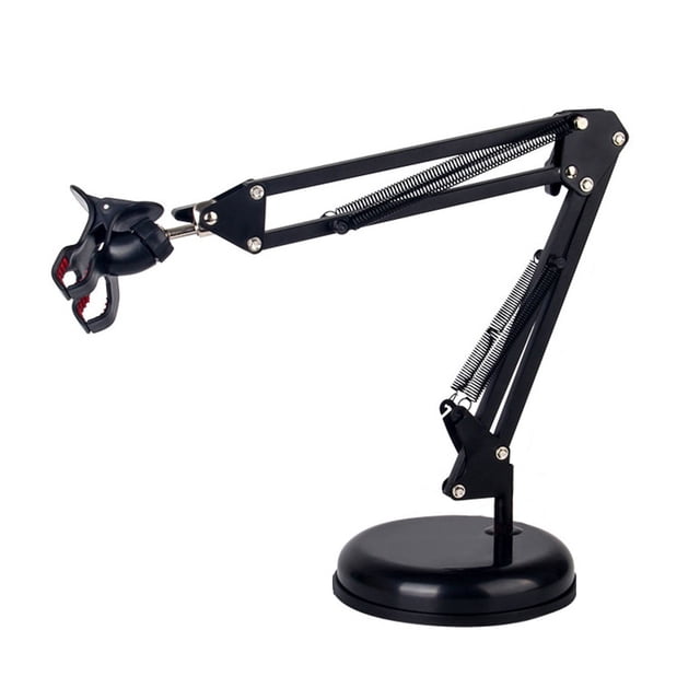 SHOWERORO Black Metal Abs Desktop Mic Stand 1Set Adjustable Position for Microphone and Mobilephone Use