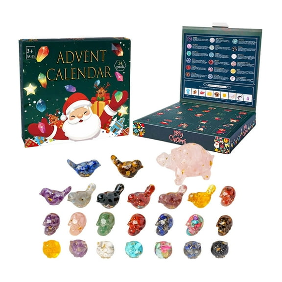 Christmas Advent Calendar Poke Music Box – 24-Day Surprise Gift Set with Crystal Stones, Epoxy Mini Toys & Blind Box Holes – Festival Decoration & Countdown Ornament for Kids or Adults
