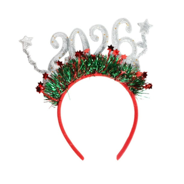 Diadema navideña para cosplay, tocado para aniversarios de Año Nuevo Plata