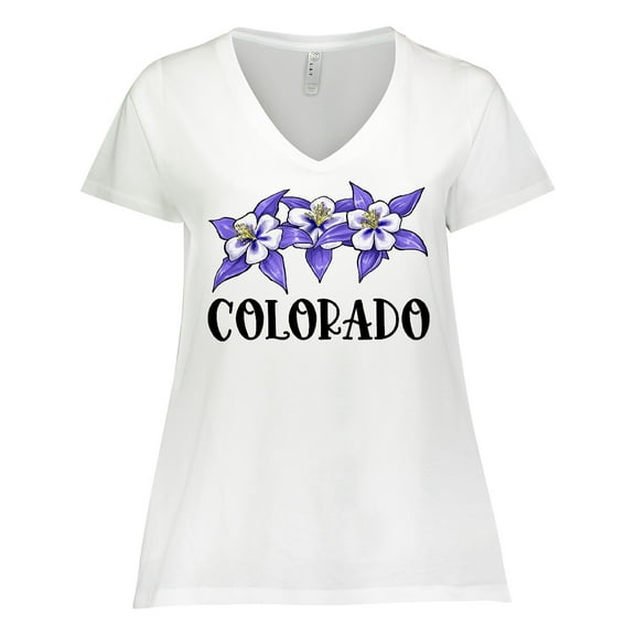 Inktastic Colorado Columbine Flowers Women's Plus Size V-Neck T-Shirt