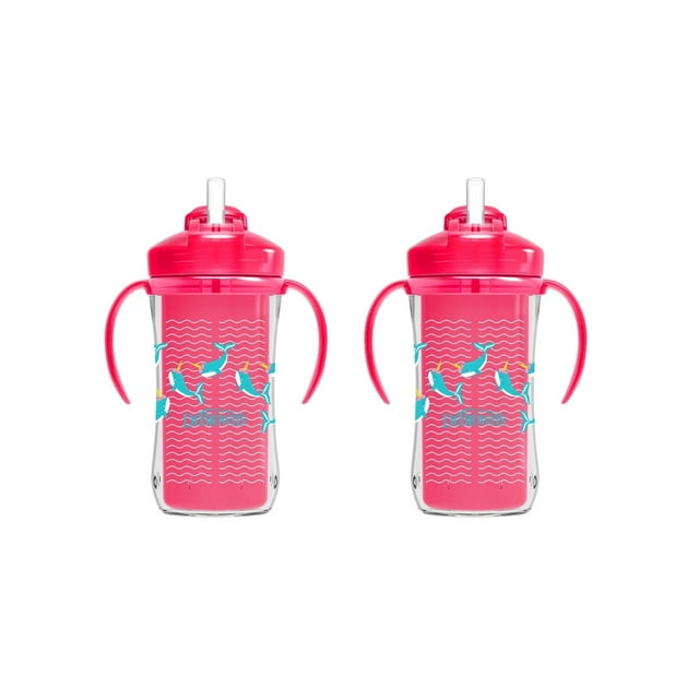Pack 2 Vaso entrenador Dr Brown's 10oz Térmico popote rosa