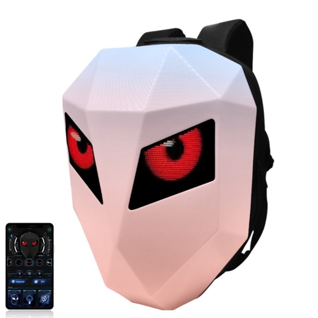 Mochila De Motocicleta LED, Mochila De Montar Con Estuche Rígido 3D Para Hombres Y Mujeres, Equipaje De Moto Con Pantalla A Todo Color Programable Por Bricolaje,Impermeable Para