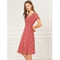 thumbnail image 4 of INSPIRE CHIC Robe Évasée Décontractée à Imprimé pour Femme, Manches Courtes, en Chiffon, Coupe Ajustée, 4 of 6