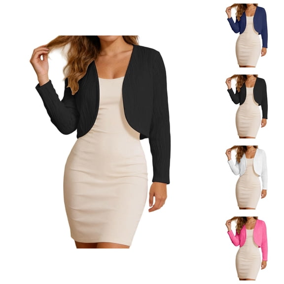 Womens Bolero Shrug Long Sleeve Open Front Lightweight Knit Cropped Cardigan Sweaters Summer Fall Tops