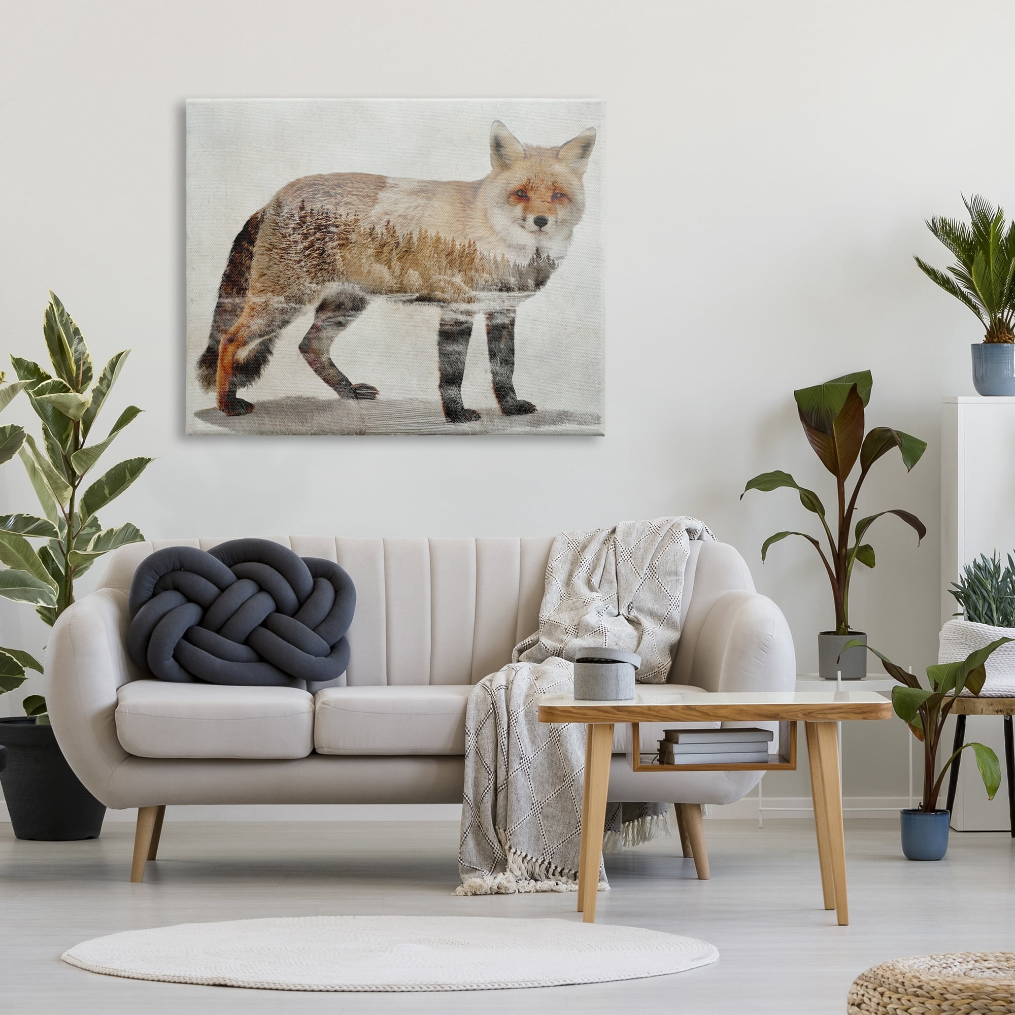 Stupell Woodland Nature Silhouette Fox Animals & Insects Painting Gallery Wrapped Canvas Print Wall Art