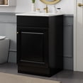 thumbnail image 2 of 20-inch black vanity cabinet with sink MDF material ceramic sink pre - drilled hole soft closing door for a quiet bathroom experience and storage, 2 of 7