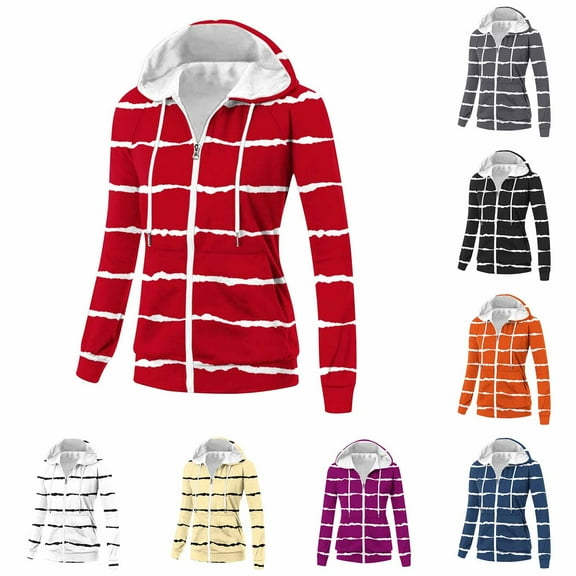 Brondbend Hoodies Women Pullovers for Women Long Sleeved Zipper Pockets Drawstring Pullover Plaid Comfy Trendy Loose Tops Ladies Fitness Workout Fall Winter Wear Black