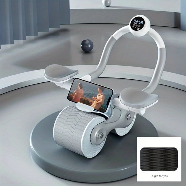 Rueda Abdominal De Rebote Automático Con Temporizador, Rodillo De Rueda De Ejercicio De Entrenamiento De Músculos Abdominales, Equipo De Fitness Para El Hogar, Con Almohadilla De Espuma Antideslizante
