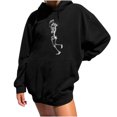thumbnail image 1 of Sudadera estampada con capucha retro de manga larga suelta divertida vintage para mujer con mangas caídas en los hombros Pompotops  gfhjh7240, 1 of 7