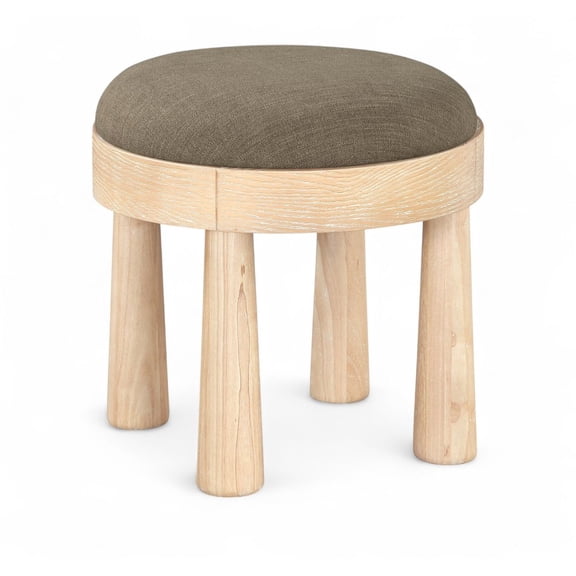Meridian Furniture Larea Brown Linen Textured Fabric Upholstered Ottoman