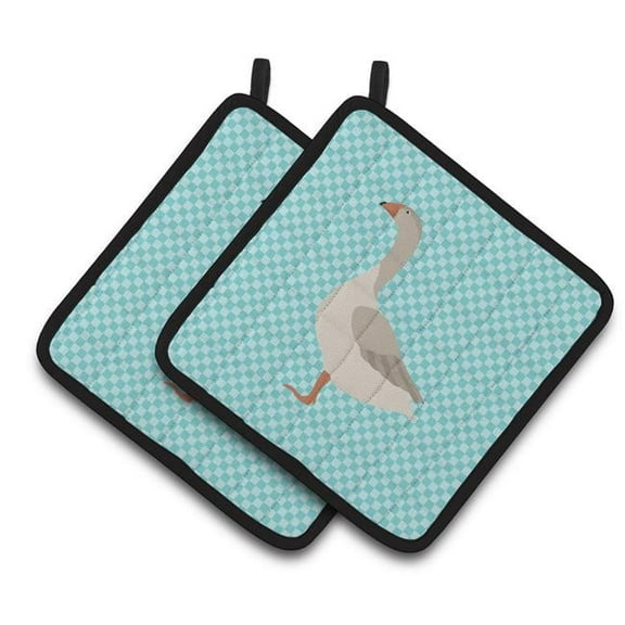 Caroline's Treasures Steinbacher Goose Blue Check Pair of Pot Holders