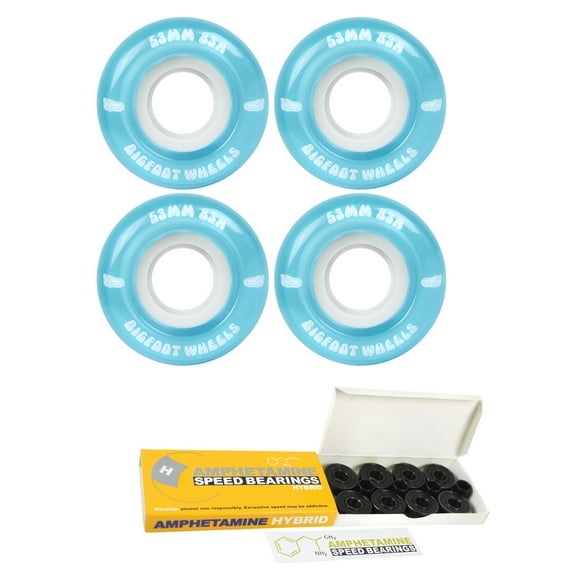 Bigfoot Skateboard Wheels 53mm 83A Soft Cruiser Filmer Blue   Ceramic Bearings