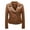 Brown, variant on Faux Leather Jacket Women Motorcycle Coat for Biker Women's Leather Lapel Slim Fitting Motorcycle Jacket Leather Jacket Red L