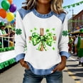 thumbnail image 1 of TaTaai Women's Irish Festival Top Long Sleeve Round Neck St. Patrick's Day Patchwork Casual Spring Holiday Celebration Blouse Gift, 1 of 5