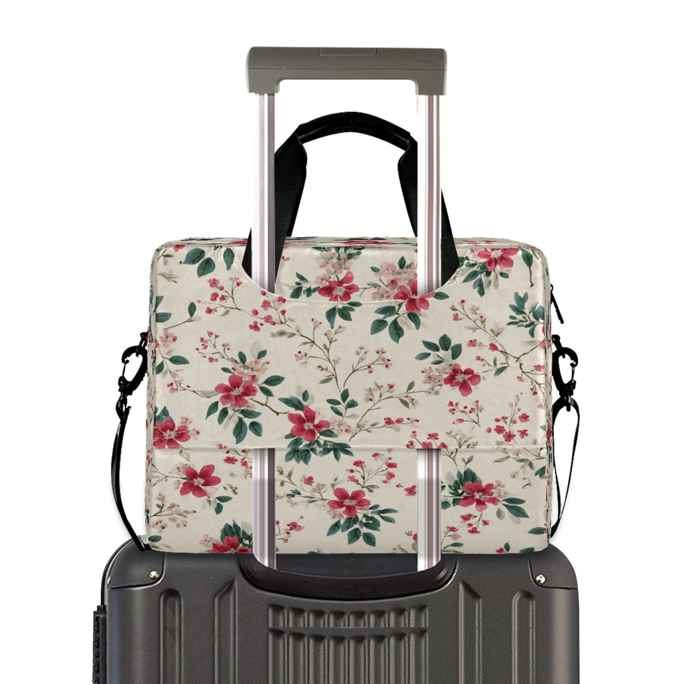 16" Laptop Tote Bag Laptop Sleeve Case Computer Briefcase for Work & Travel Red Small Floral Pattern
