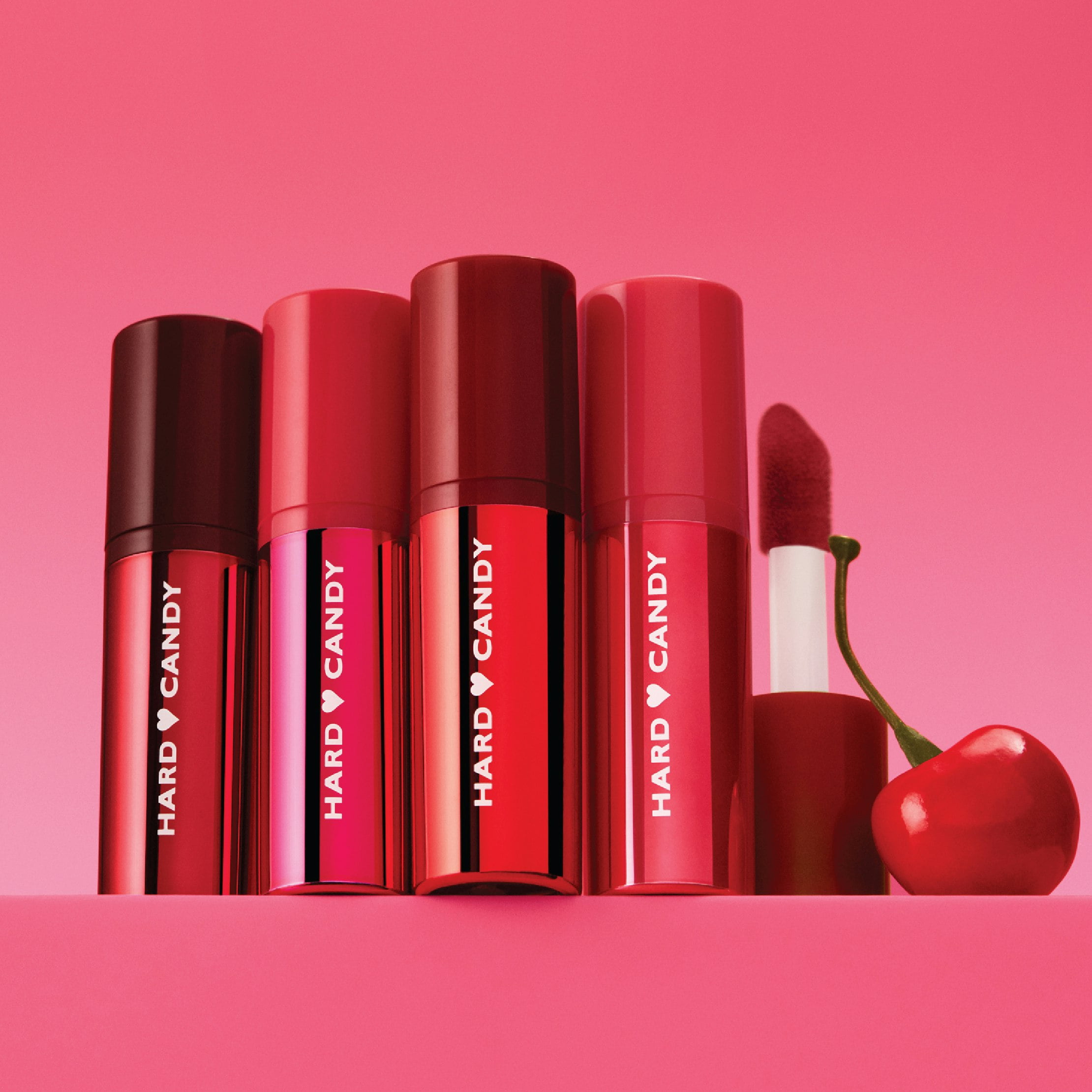 Hard Candy Pop Tint Lip Stain, Cherry Splash Red, Hydrating Long-Lasting with Oils & Hyaluronic Acid