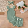 thumbnail image 2 of Ketyyh-chn99 Toddler Girls' Short Sets Girls' Sleeveless Top and Shorts Set Rib Knit Romper Print Shorts Headband Baby Summer Clothes for 0-3 Months,AG, 2 of 3