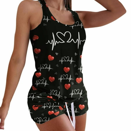 

iOPQO Women s Shorts Suit Women Sleepwear Tank Short Pajama Sets Black XL