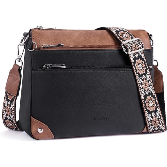 Crossbody Bags for Women Rfid Travel Crossbody Purses Leather Handbags Medium Shoulder bag with Adjustable Strap