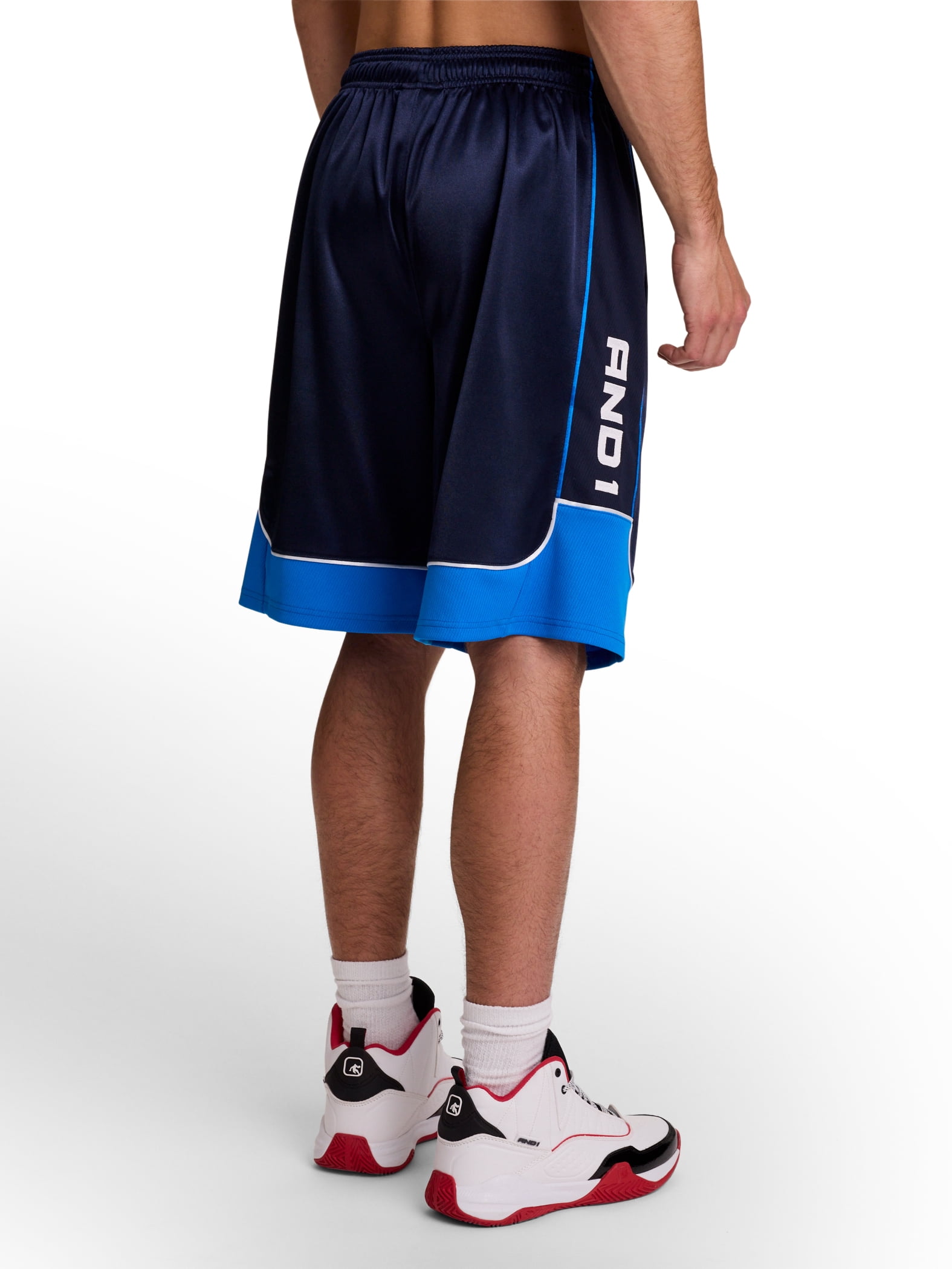AND1 Men's and Big Men's All Court Colorblock Short, 11" inseam, up to Size 5XL